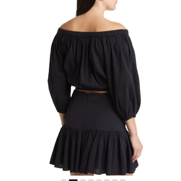 Circus NY by Sam Edelman Peasant Crop Top XS Black Cottagecore Coquette NWOT - Picture 3 of 9